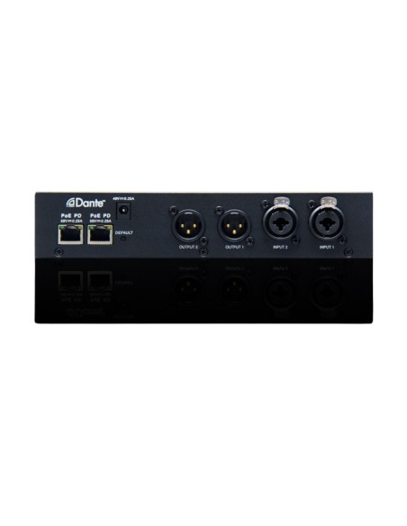 28185 - Interfaccia 2 canali Dante, 2 ingressi micro/linea con controllo di livello (60dB Rotary)