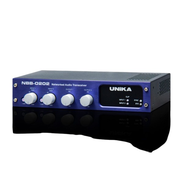 28185 - Interfaccia 2 canali Dante, 2 ingressi micro/linea con controllo di livello (60dB Rotary)