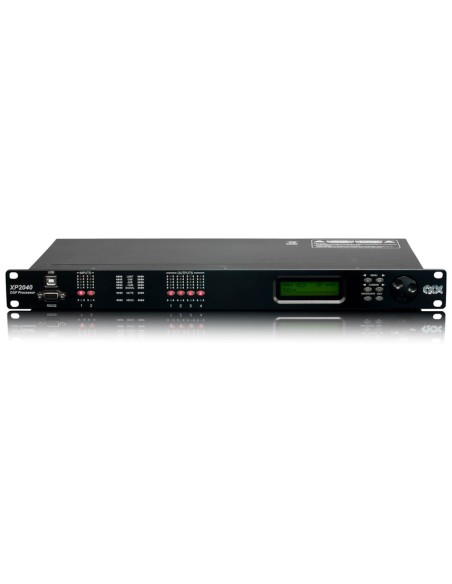 Processore DSP 2 In / 4 Out. Processamento 40 bit floating point, 96kHz, EQ grafico/parametrico