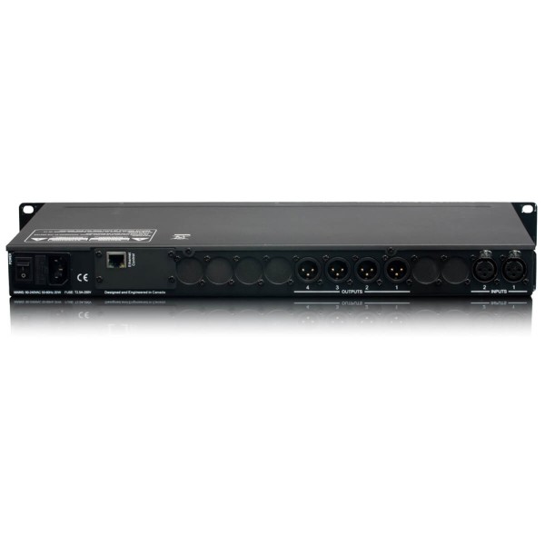 Processore DSP 2 In / 4 Out. Processamento 40 bit floating point, 96kHz, EQ grafico/parametrico