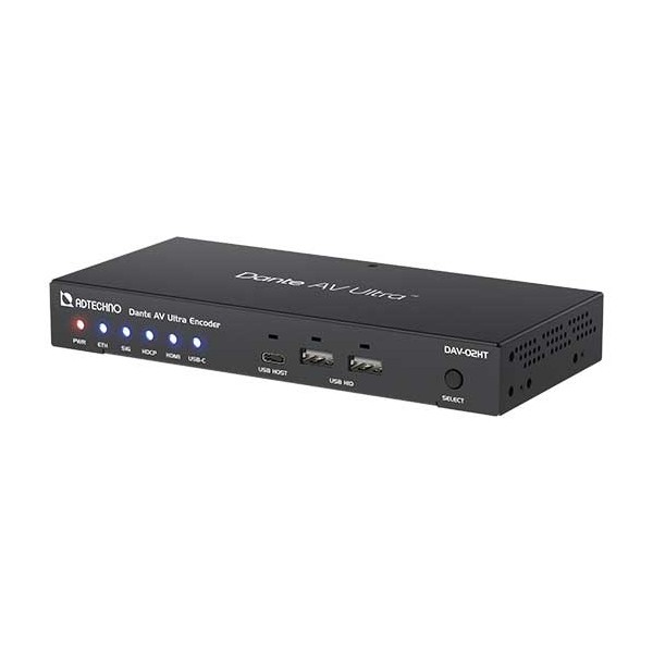 Encoder Dante AV Ultra con ingresso HDMI e USB-C con routing indipendente. Ideale per install