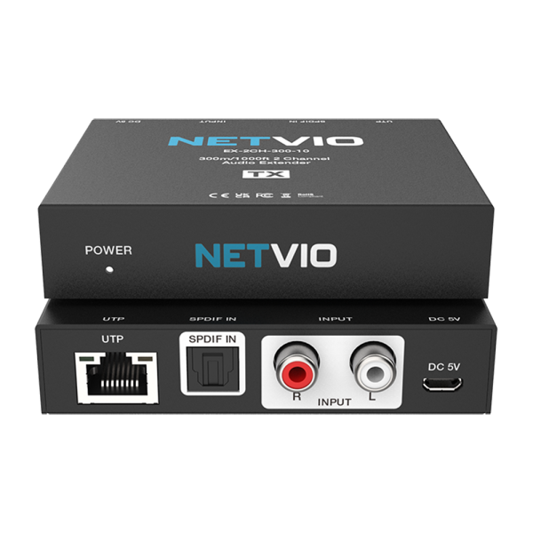 Extender 2 canali audio analogici e digitali SPDIF, su cavo CAT5e/6. Fino a 300 m