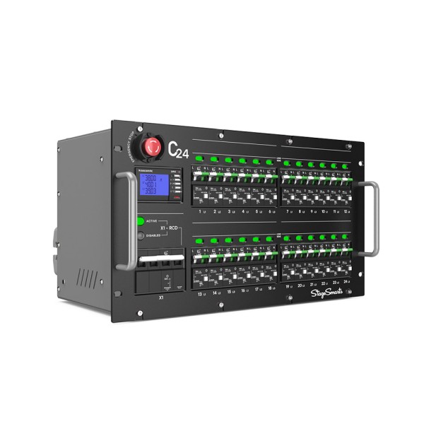 C24 Power Distribution - Quadro di alimentazione (24 x 16A) con 24 uscite Neutrik True
