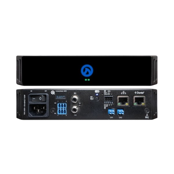 Amplificatore 2 canali 120 watt per canale a 4/8 ohm - 70/100 volt, DSP integrata, IoT, WiFi, Dante