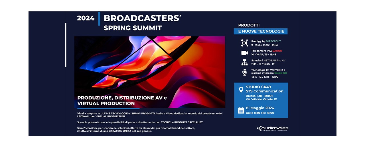 BROADCASTERS' SPRING SUMMIT | 15 MAGGIO | STUDIO CR49